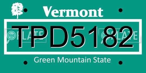 TPD5182 Vermont License Plate