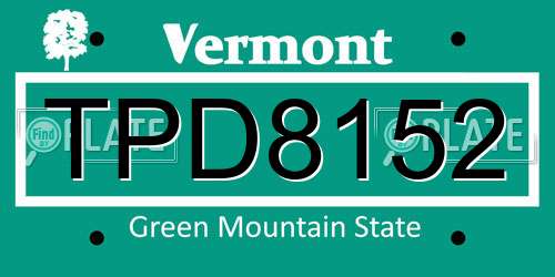 TPD8152 Vermont License Plate