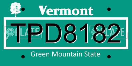 TPD8182 Vermont License Plate