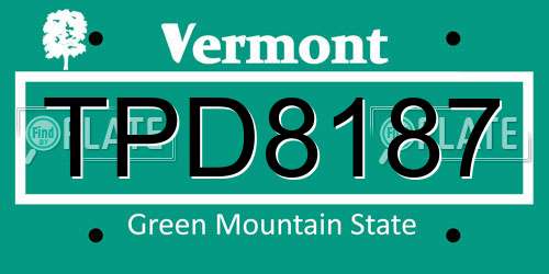 TPD8187 Vermont License Plate