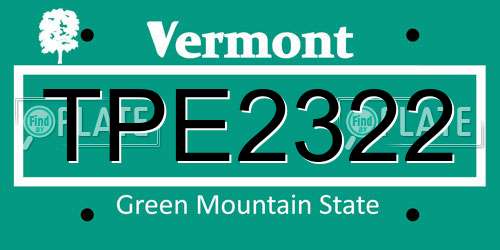 TPE2322 Vermont License Plate