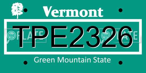 TPE2326 Vermont License Plate