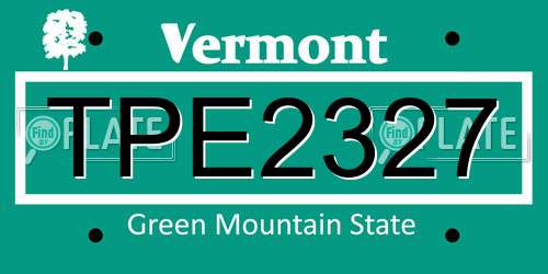 TPE2327 Vermont License Plate
