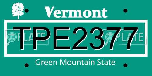 TPE2377 Vermont License Plate