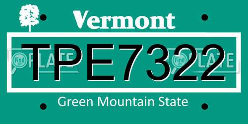 TPE7322 Vermont License Plate
