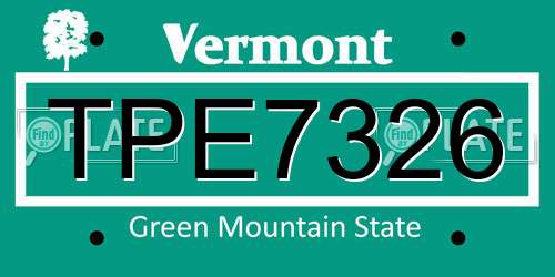 TPE7326 Vermont License Plate