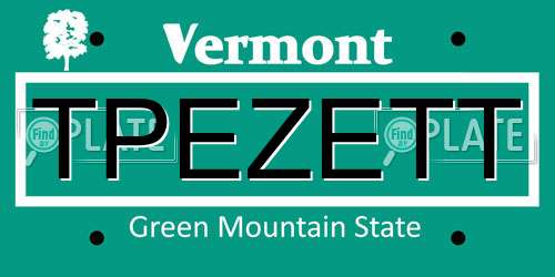 TPEZETT Vermont License Plate