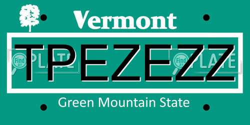 TPEZEZZ Vermont License Plate