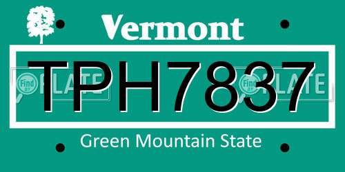 TPH7837 Vermont License Plate