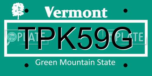 TPK59G Vermont License Plate