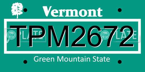 TPM2672 Vermont License Plate