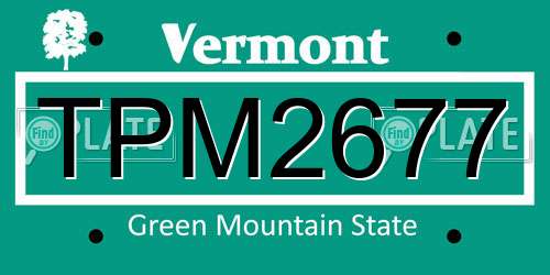 TPM2677 Vermont License Plate