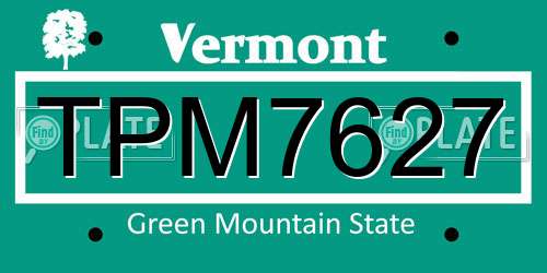 TPM7627 Vermont License Plate