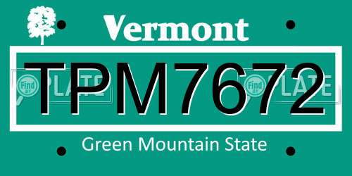 TPM7672 Vermont License Plate