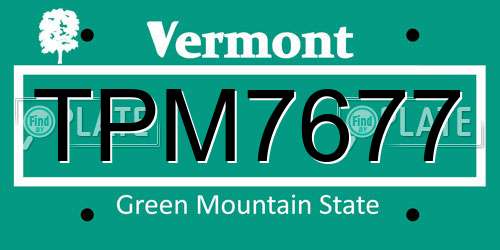 TPM7677 Vermont License Plate