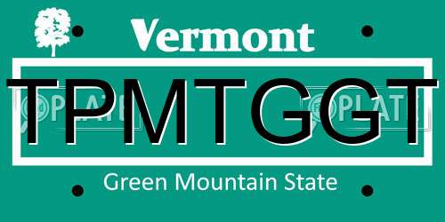 TPMTGGT Vermont License Plate