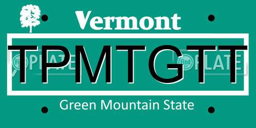 TPMTGTT Vermont License Plate