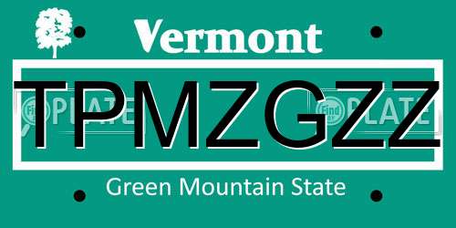 TPMZGZZ Vermont License Plate