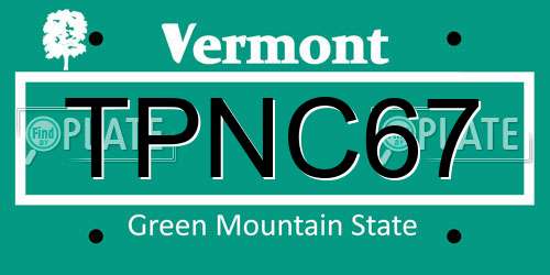 TPNC67 Vermont License Plate