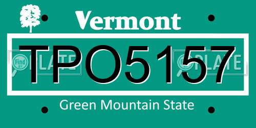 TPO5157 Vermont License Plate