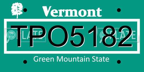 TPO5182 Vermont License Plate