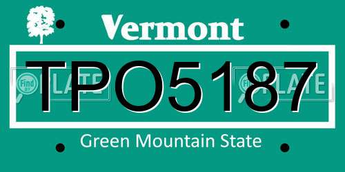 TPO5187 Vermont License Plate