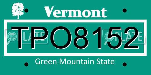 TPO8152 Vermont License Plate