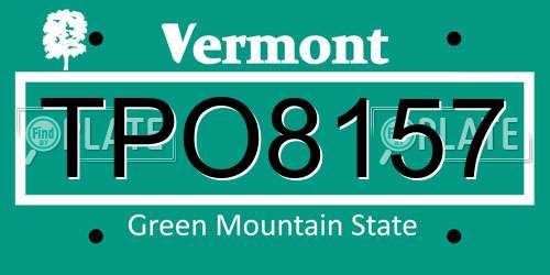 TPO8157 Vermont License Plate
