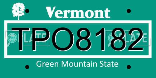 TPO8182 Vermont License Plate