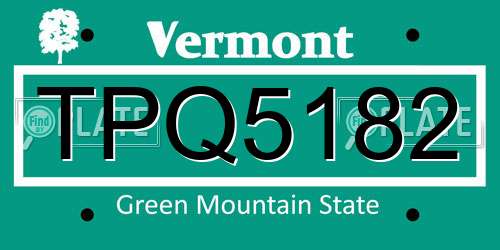 TPQ5182 Vermont License Plate