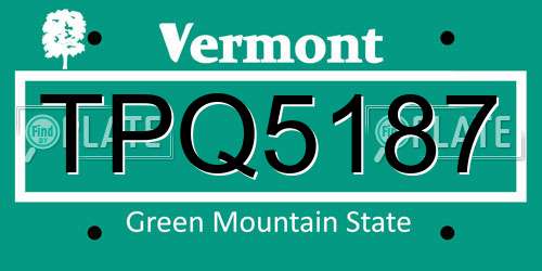 TPQ5187 Vermont License Plate