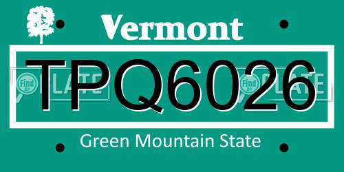 TPQ6026 Vermont License Plate