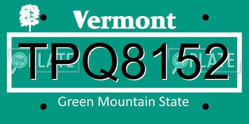 TPQ8152 Vermont License Plate