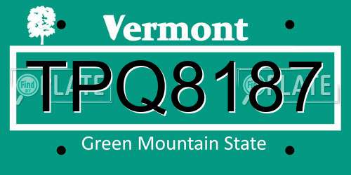 TPQ8187 Vermont License Plate