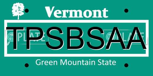 TPSBSAA Vermont License Plate