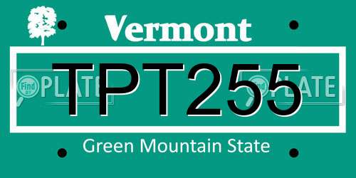 TPT255 Vermont License Plate