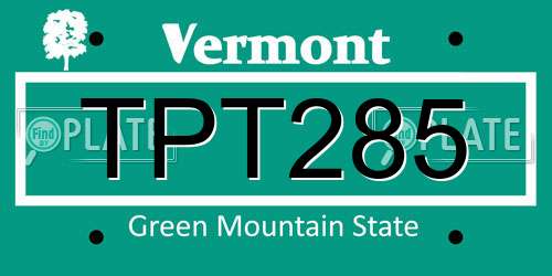 TPT285 Vermont License Plate