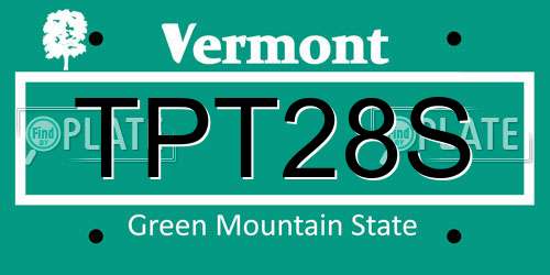 TPT28S Vermont License Plate