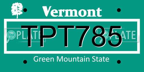 TPT785 Vermont License Plate
