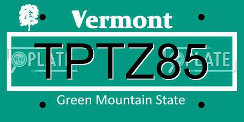 TPTZ85 Vermont License Plate