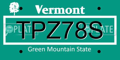 TPZ78S Vermont License Plate