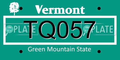TQ057 Vermont License Plate