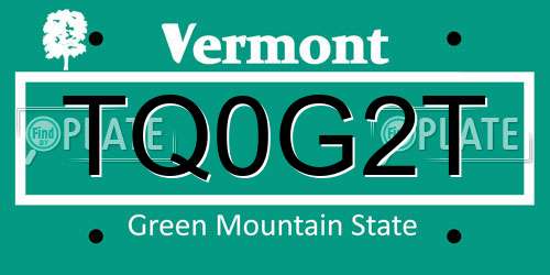 TQ0G2T Vermont License Plate