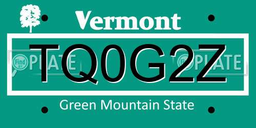TQ0G2Z Vermont License Plate
