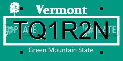 TQ1R2N Vermont License Plate