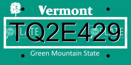 TQ2E429 Vermont License Plate