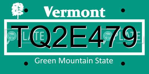 TQ2E479 Vermont License Plate