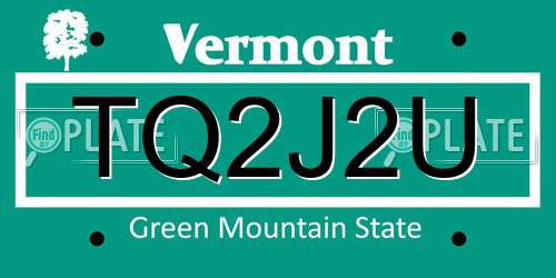 TQ2J2U Vermont License Plate