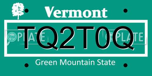 TQ2T0Q Vermont License Plate