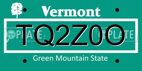 TQ2Z0O Vermont License Plate